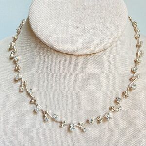 Carolee cubic zirconia short necklace silvertone segments wedding collection